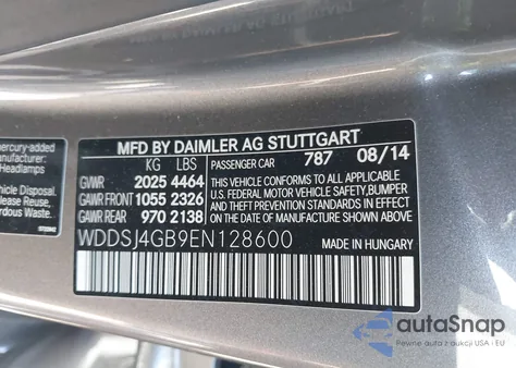 2014 Mercedes-Benz Cla 250 4Matic z USA, uszkodzony, nr VIN WDDSJ4GB9EN128600